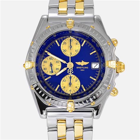 breitling blue dial gold strap